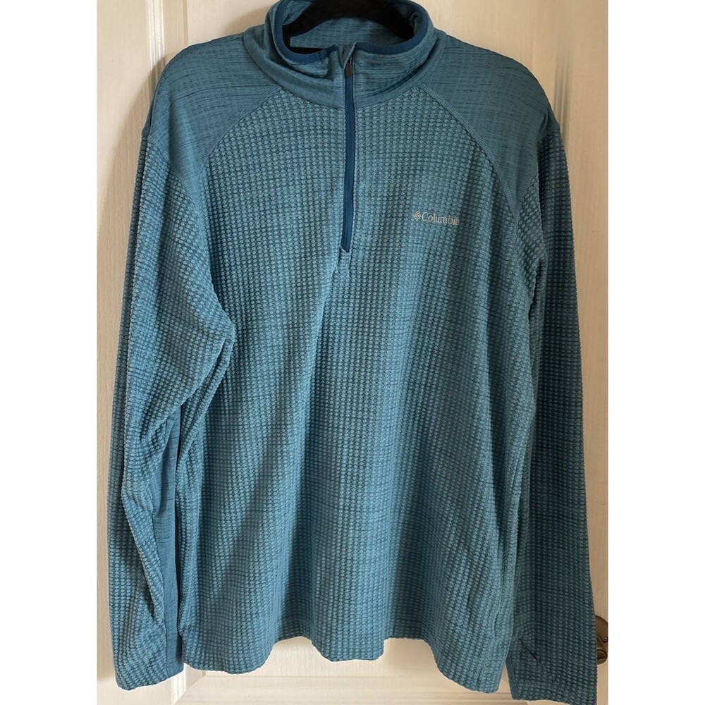 Columbia Men’s Crestone Ridge 1/4 Zip Waffle Running Gym Pullover Shirt Teal XL